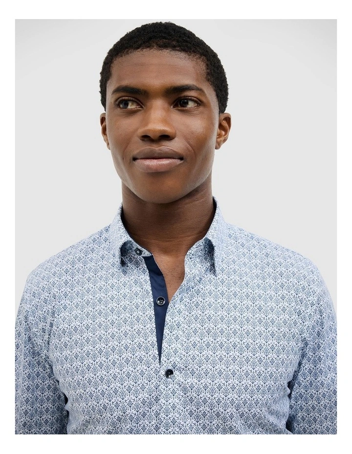 Dylan Damask Print Shirt in Ink image 5