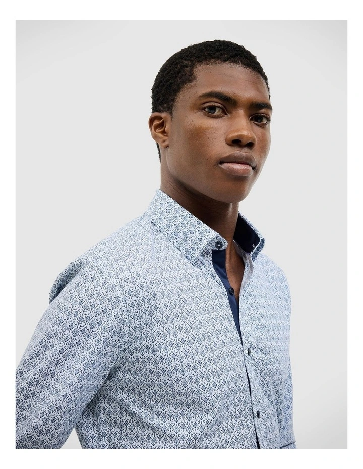 Dylan Damask Print Shirt in Ink image 6