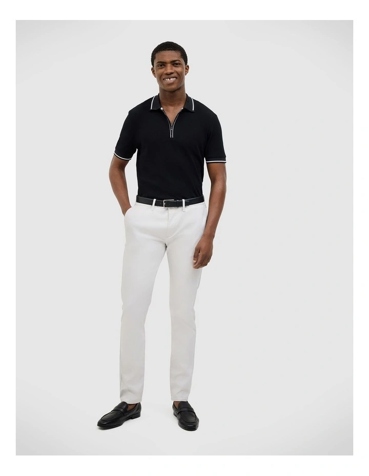 Morgan Textured Zip-up Polo in Black image 3