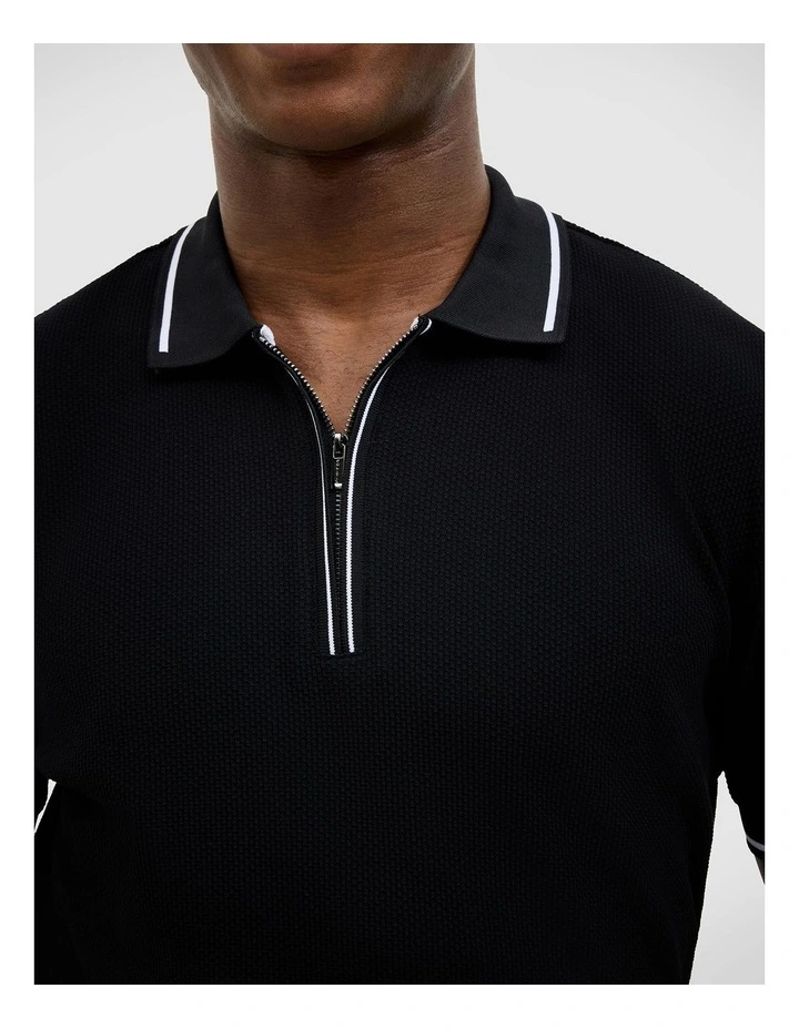 Morgan Textured Zip-up Polo in Black image 4