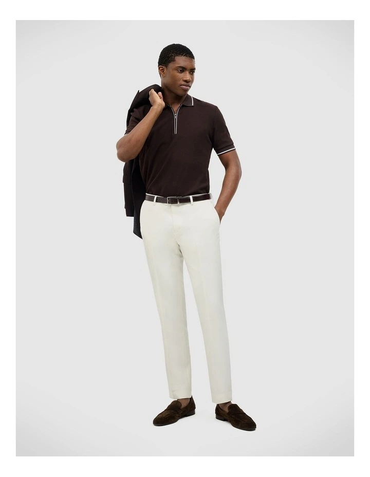 Morgan Textured Zip-up Polo in Chocolate image 3