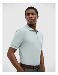 Morgan Textured Zip-up Polo in Sage
