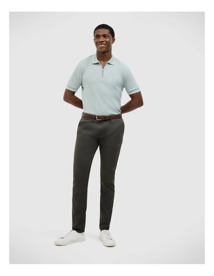 Morgan Textured Zip-up Polo in Sage image 3