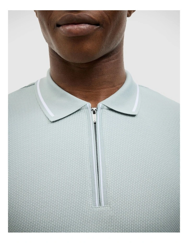 Morgan Textured Zip-up Polo in Sage image 4