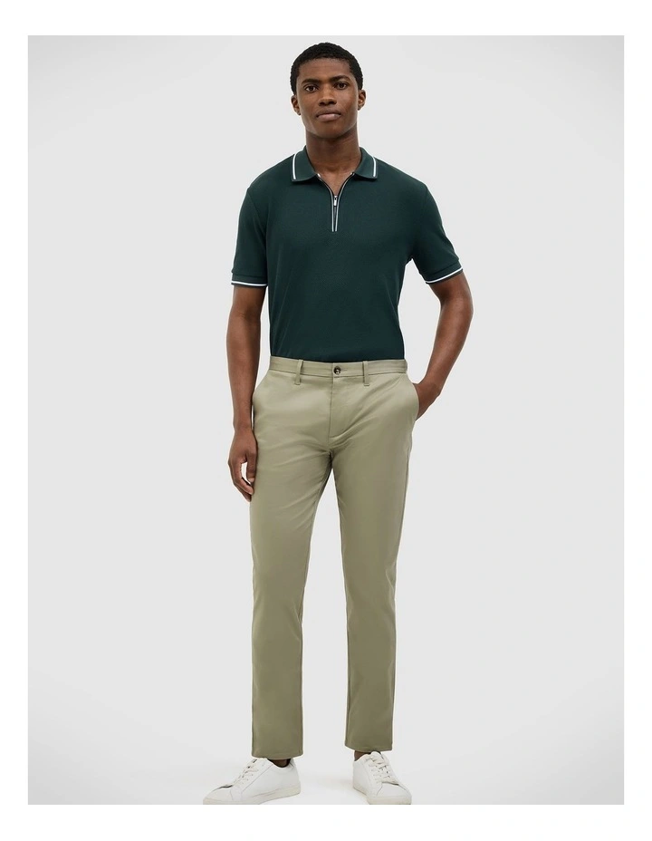 Morgan Textured Zip-up Polo in Deep Forest image 3