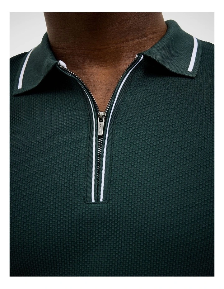 Morgan Textured Zip-up Polo in Deep Forest image 4