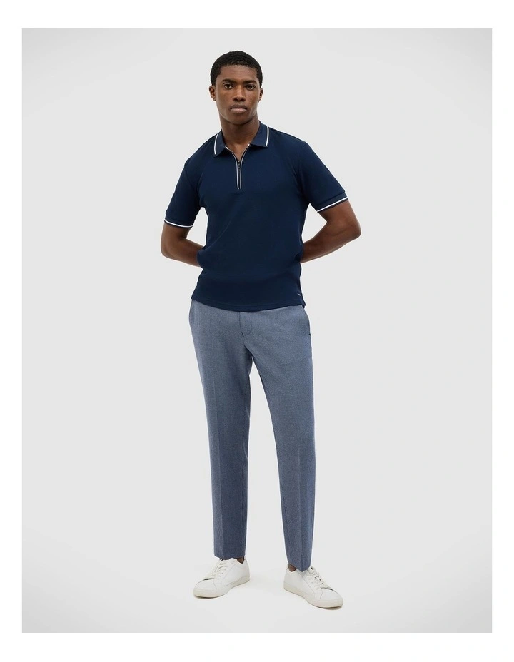 Morgan Textured Zip-up Polo in Navy image 3