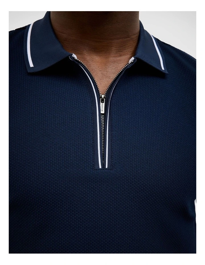 Morgan Textured Zip-up Polo in Navy image 4