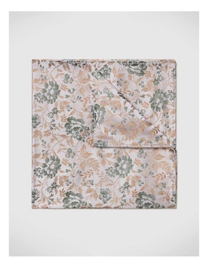 Floral Jacquard Silk Pocket Square in Sage image 1