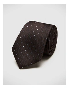 Martin Spot Silk Tie in Chocolate