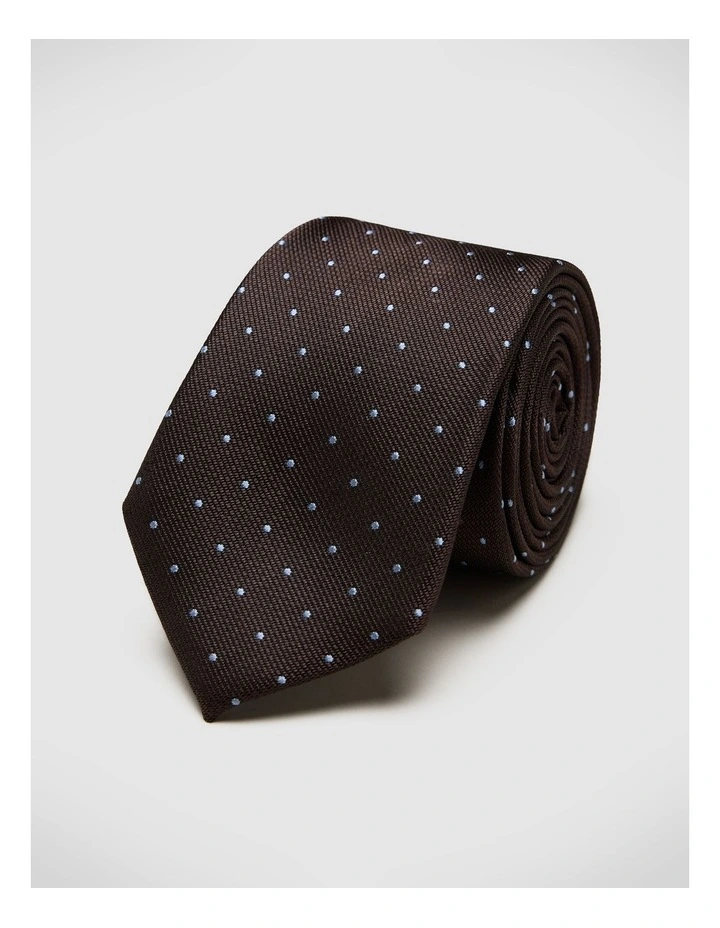 Martin Spot Silk Tie in Chocolate image 1