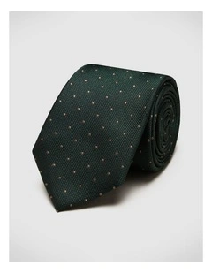 Martin Spot Silk Tie in Dk Khaki