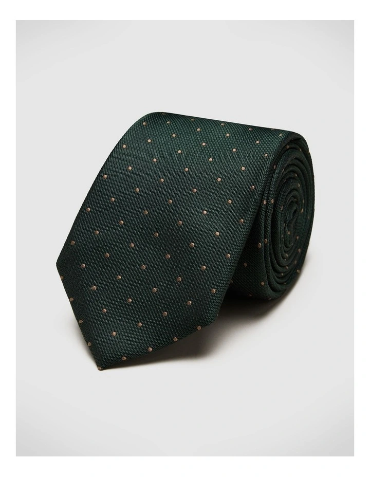 Martin Spot Silk Tie in Dk Khaki image 1