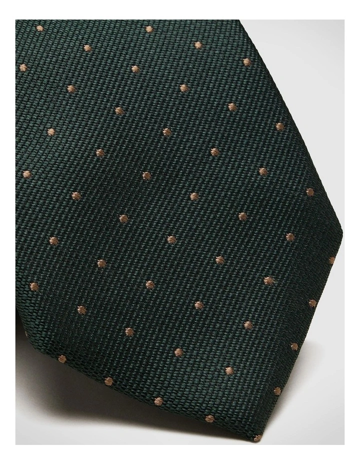 Martin Spot Silk Tie in Dk Khaki image 2