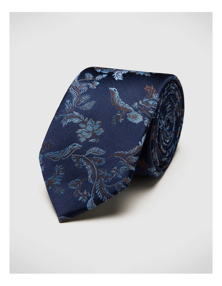 Francis Floral Tie in Navy image 1