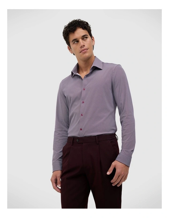 Nathan Performance Print Shirt in Burgundy image 1