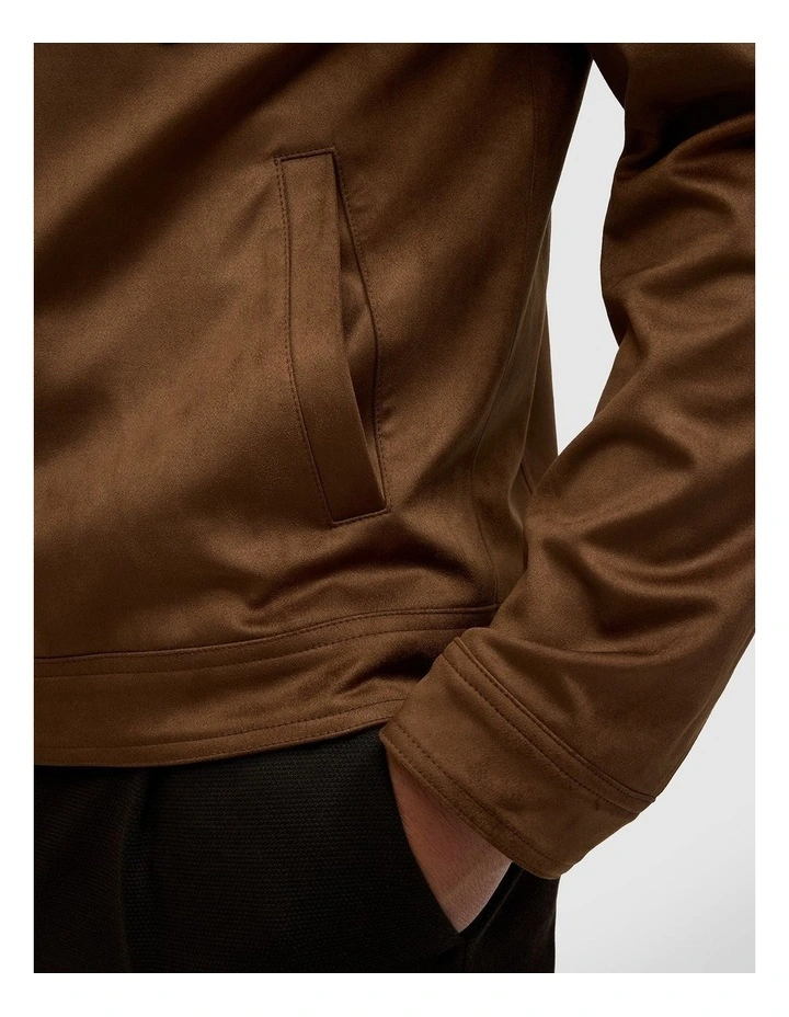 Reece Faux Suede Trucker Jacket in Tan image 7