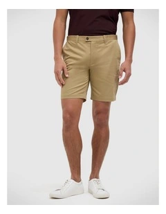 Fraser Comfort Waistband Shorts in Tan