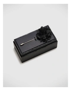 Charly Flower Lapel Pin in Black