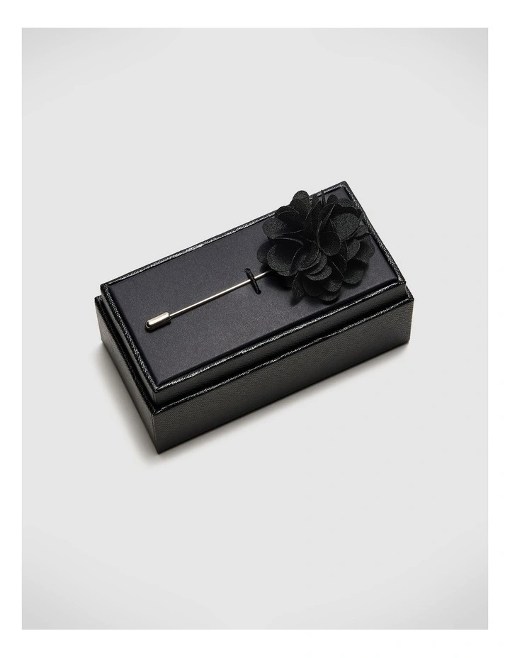 Charly Flower Lapel Pin in Black image 1