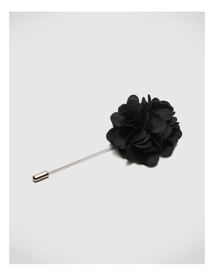 Charly Flower Lapel Pin in Black image 2