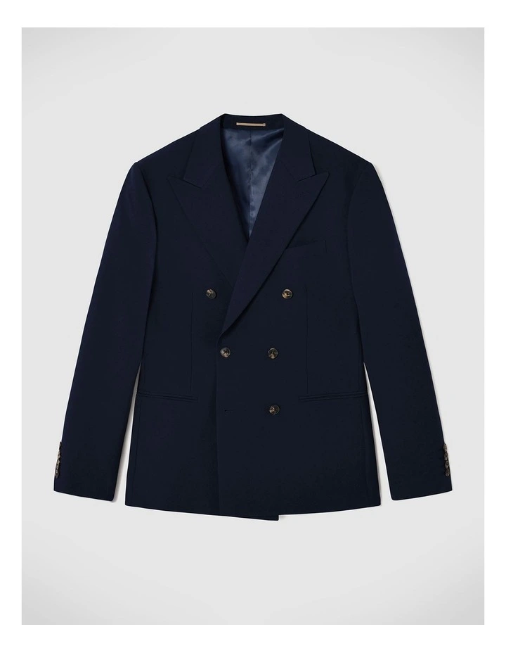 Elijah Double Breasted Tailored Jacket in Navy image 2