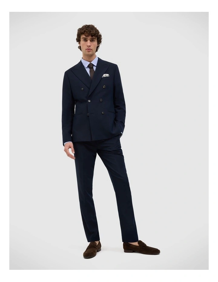 Elijah Double Breasted Tailored Jacket in Navy image 3