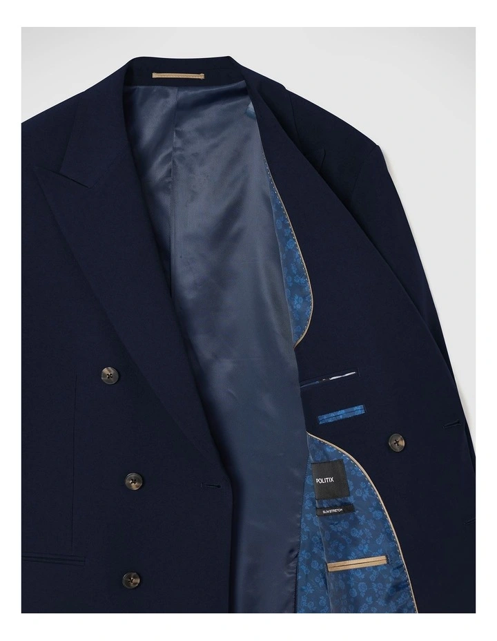 Elijah Double Breasted Tailored Jacket in Navy image 7