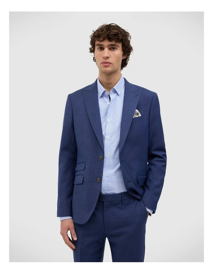 Nate Pinstripe Tailored Jacket in Blue image 4