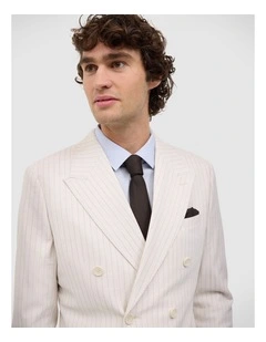 Zander Pinstripe Double Breasted Blazer in Off White