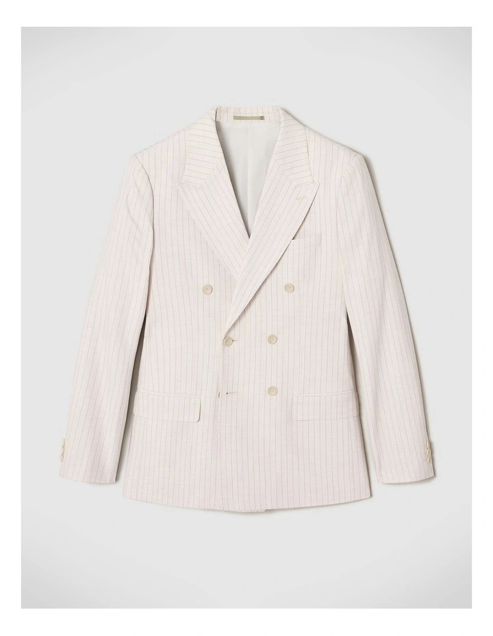 Zander Pinstripe Double Breasted Blazer in Off White image 2