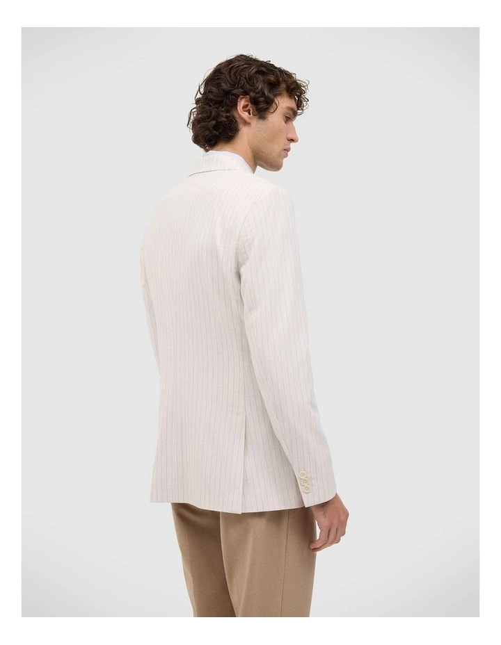 Zander Pinstripe Double Breasted Blazer in Off White image 4