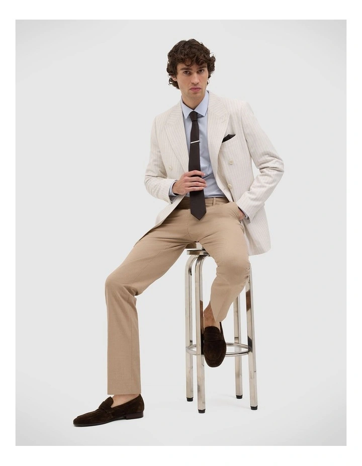 Zander Pinstripe Double Breasted Blazer in Off White image 5
