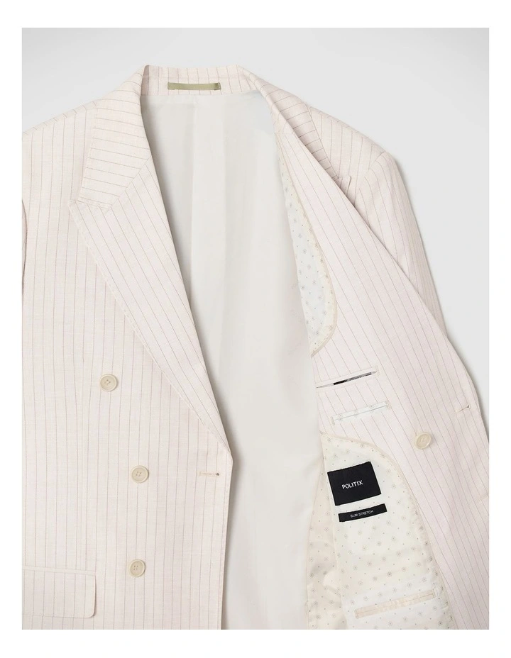 Zander Pinstripe Double Breasted Blazer in Off White image 7
