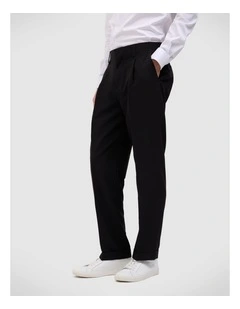 Elijah Relaxed Pleated Pant in Black