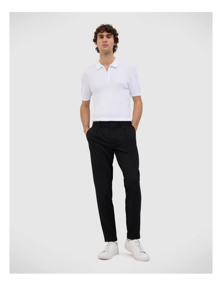 Callum Textured Knit Polo in White image 1