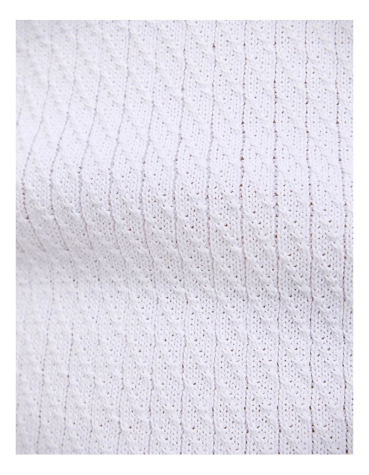 Callum Textured Knit Polo in White image 6