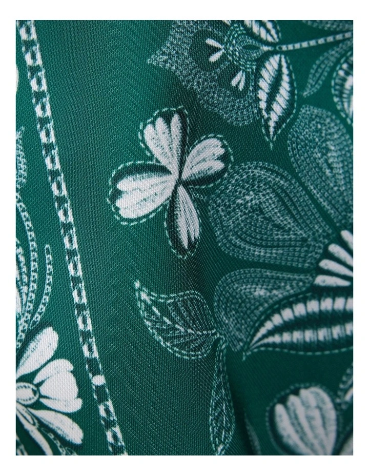 Aidan Border Print Short Sleeve Shirt in Green image 7