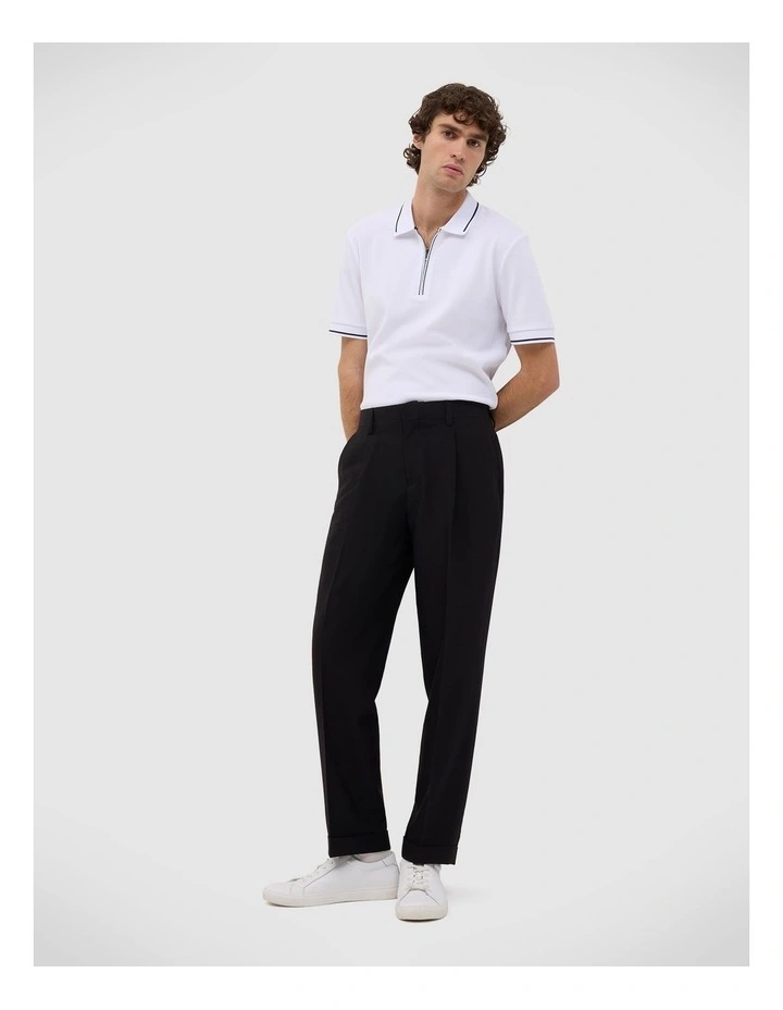 Morgan Textured Zip-up Polo in White image 3