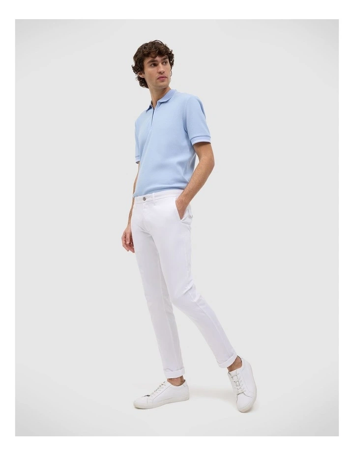 Morgan Textured Zip-up Polo in Light Blue image 3