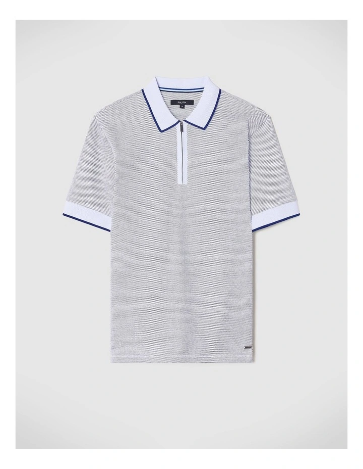 Zachary Jacquard Polo in Wht/coblt image 2