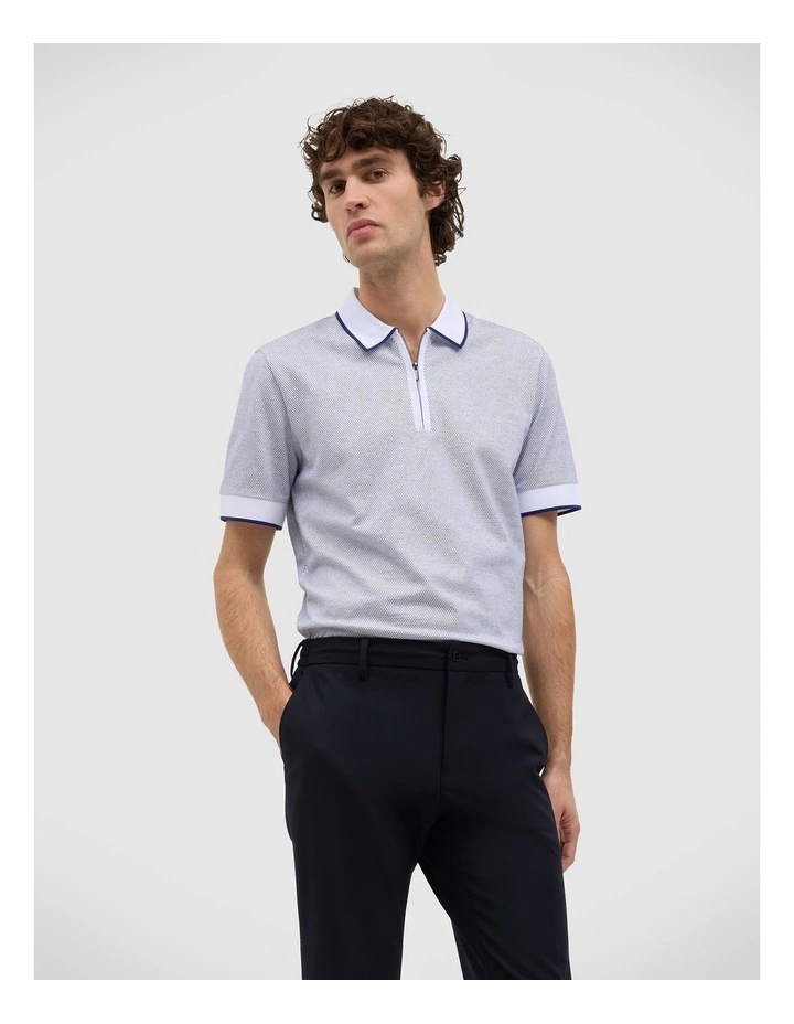 Zachary Jacquard Polo in Wht/coblt image 3