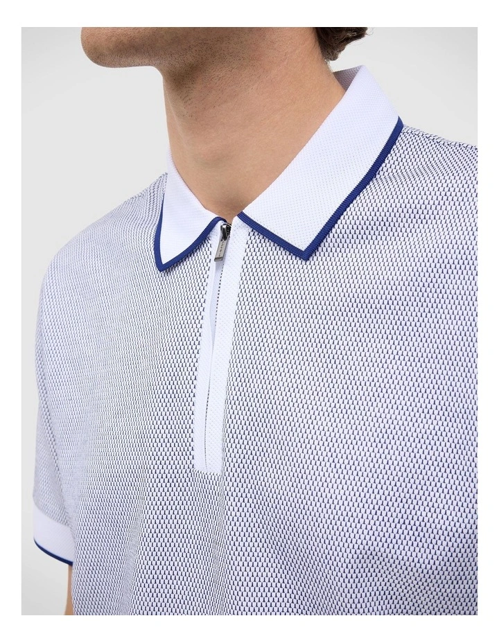 Zachary Jacquard Polo in Wht/coblt image 4