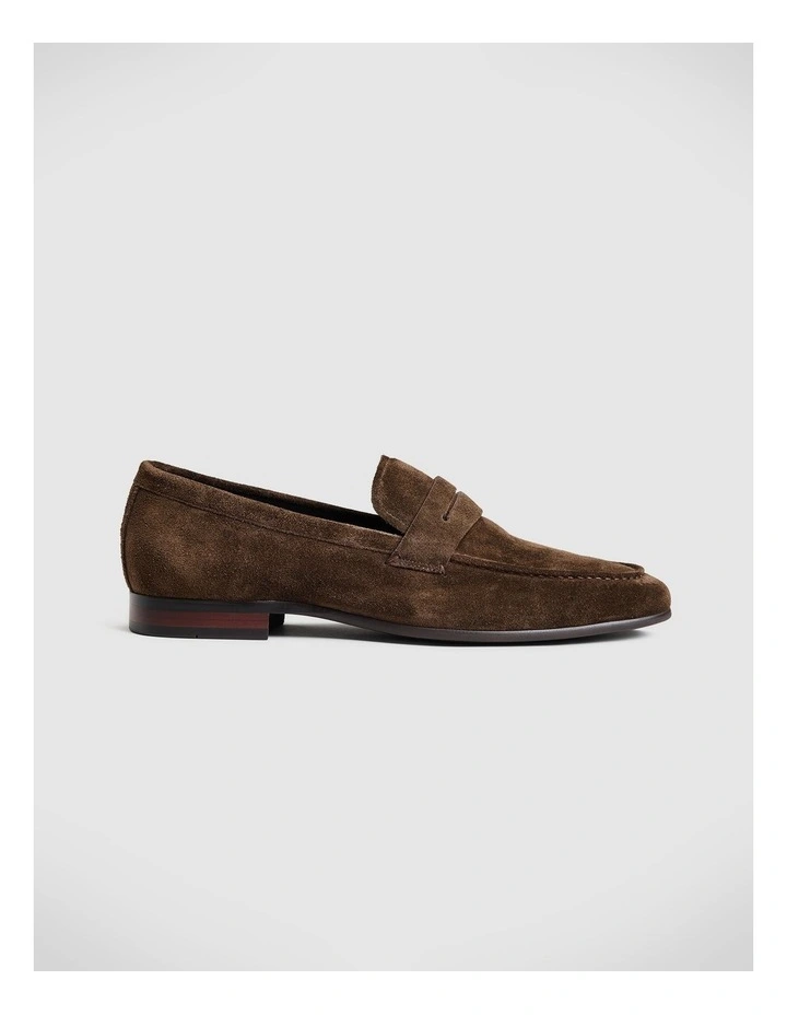 Junaid Suede Penny Loafer in Chocolate image 2