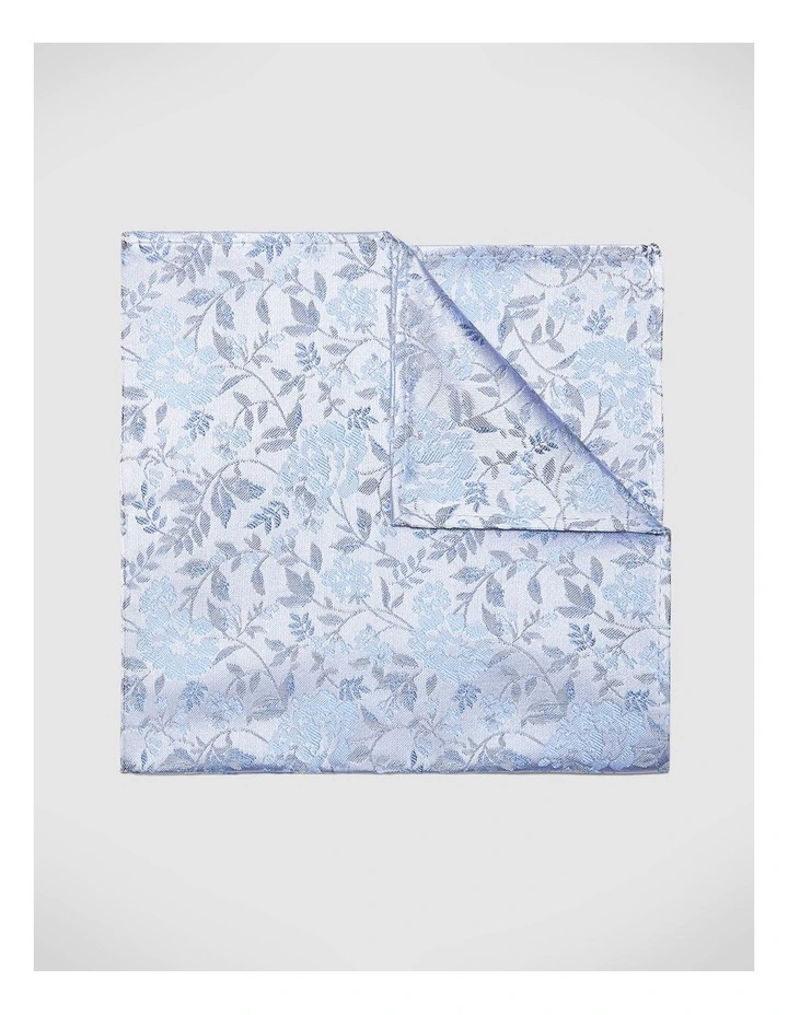 Oliver Floral Jacquard Silk Pocket Square in Blue image 1
