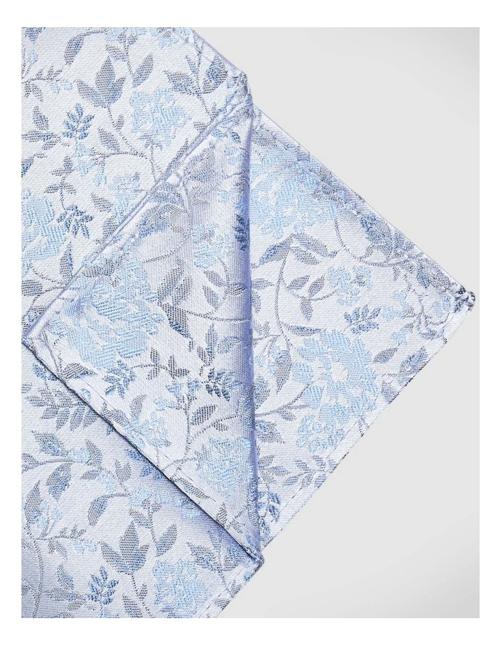 Oliver Floral Jacquard Silk Pocket Square in Blue image 2