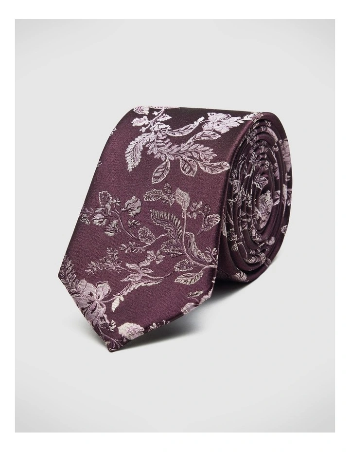 Francis Floral Tie in Burgundy image 1