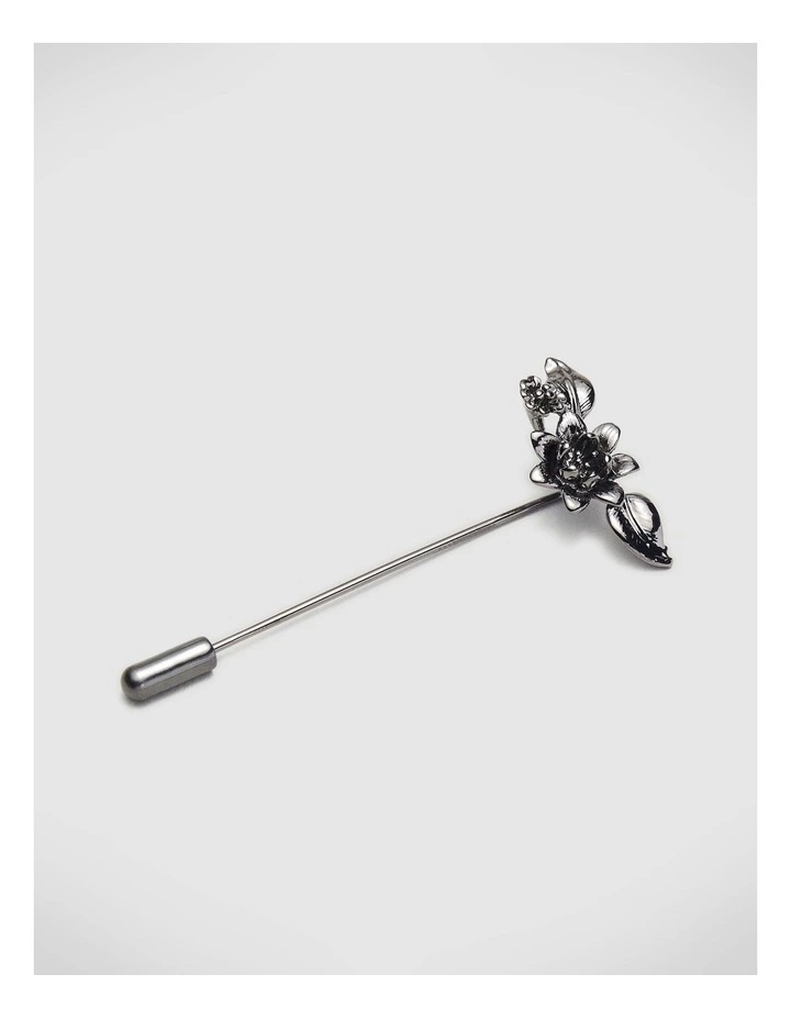 Adi Floral Lapel Pin in Gunmetal image 2