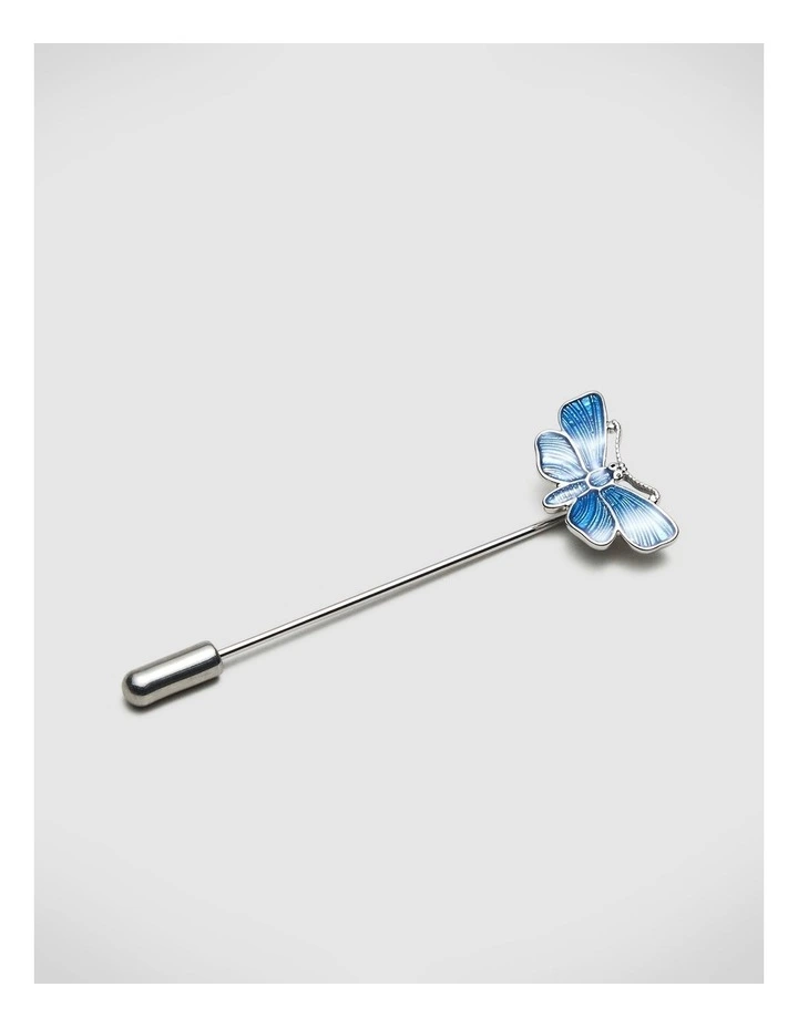 Abe Butterfly Lapel Pin in Silver image 2