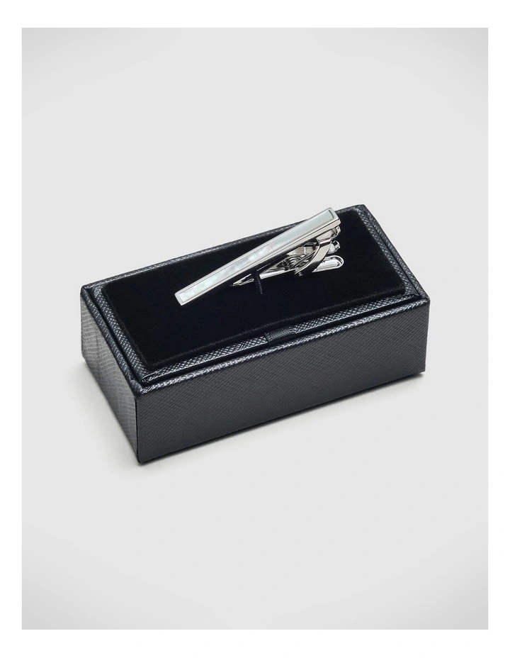 Mason Mother Of Pearl Tie Clip in Silver image 1